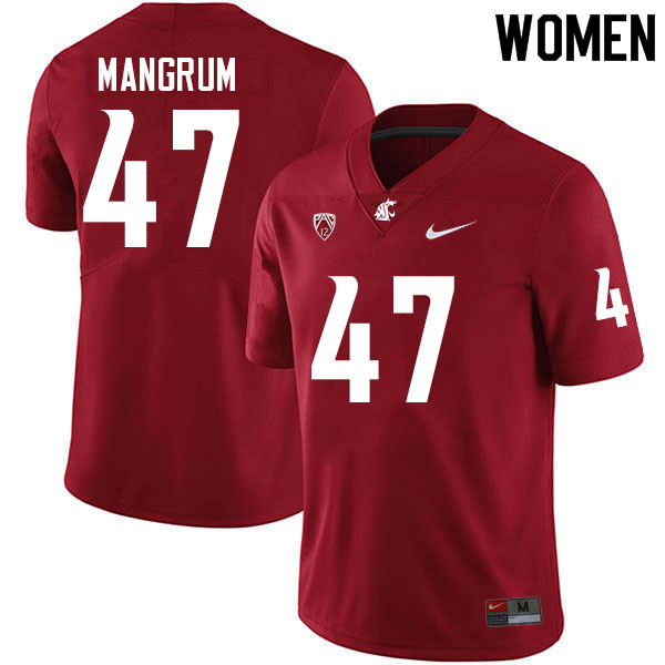 Women #47 Okoye Mangrum Washington State Cougars College Football Jerseys Sale-Crimson